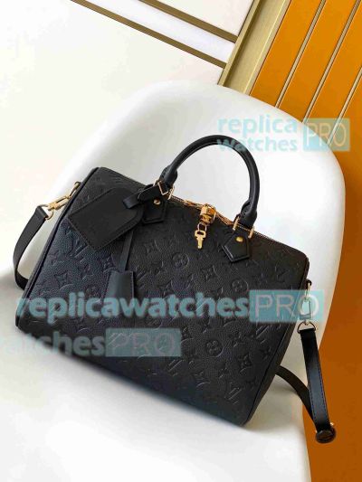 Copy L--V Monogram Speedy Soft 30 Black Women Handbag 